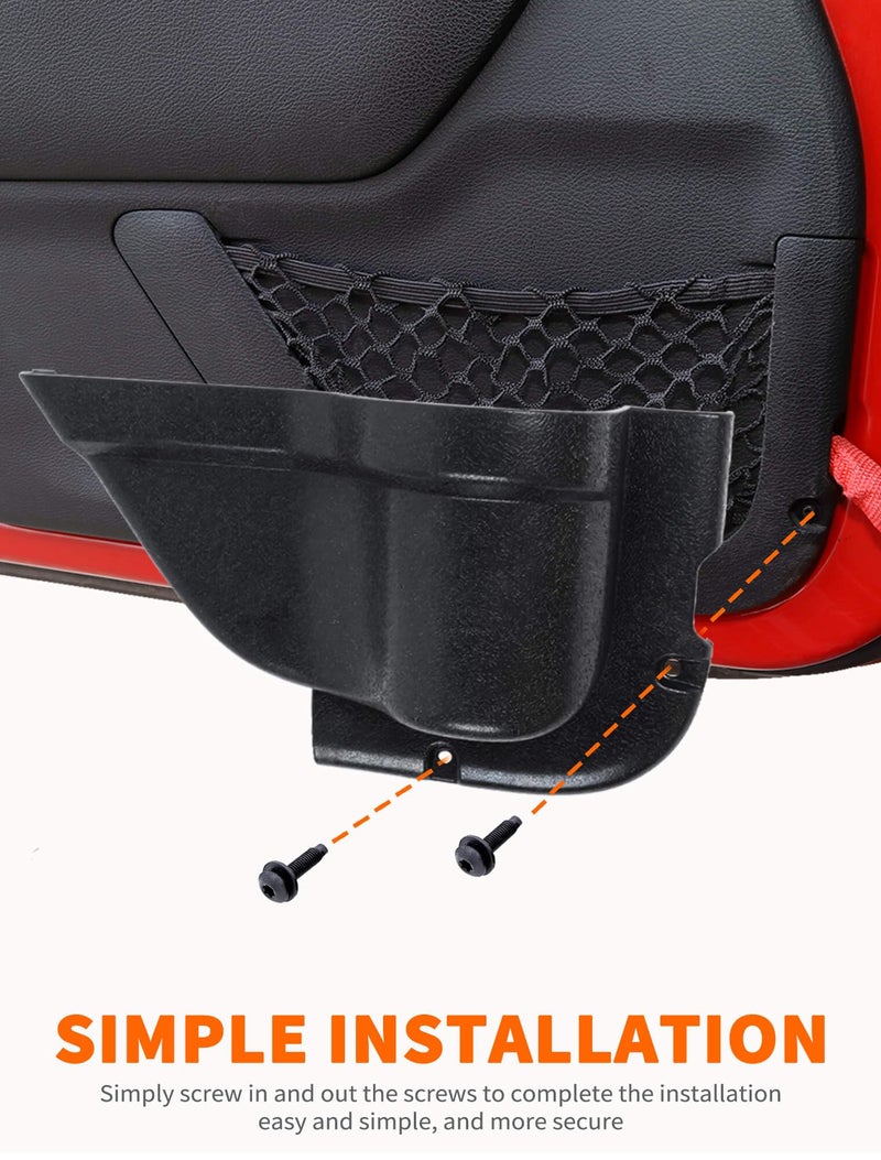 Savadicar DP3 جيوب تخزين الباب الأمامي، صندوق منظم لإدخال الباب الجانبي لـ 2011-2018 Jeep Wrangler JK JKU 2/4 ملحقات توسيع التخزين الداخلي باللون الأسود قطعتين - Image 4